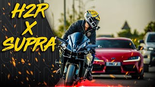 KAWASAKI H2R X TOYOTA SUPRA | BRUTAL TRACK SCENES | ZS MOTOVLOGS |