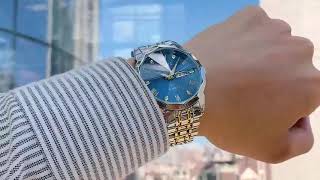 Amazon com  OLEVS Watches for Men Business Dress Big Face Classic Analog Quartz Blue Chronograph Mul