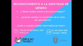 Dirección de Zapopan, Jalisco. Cambio de nombre y género para personas Trans