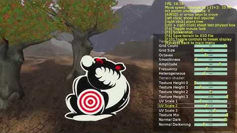 Wyrd Forest - Castle Game Engine demo - terrain, shooting and splitting objects, spawning