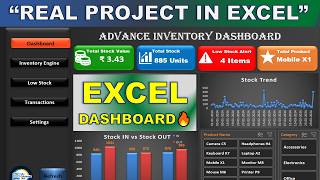 Excel Dashboard Tutorial for Beginners to Advanced | Inventory Project 🔥 (1 Hour Masterclass)#excel