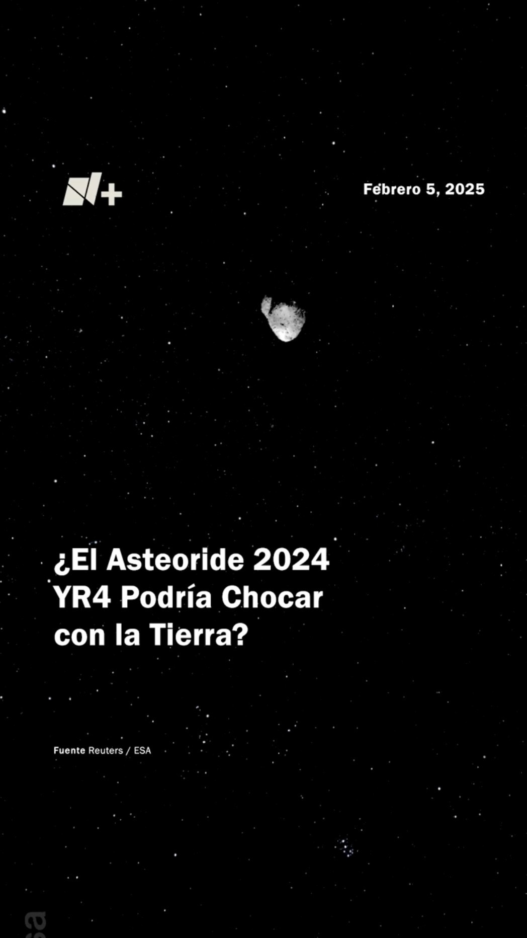 Así es el asteroide 2024 YR4 que podría chocar con la Tierra en el 2032 - N+ #Shorts