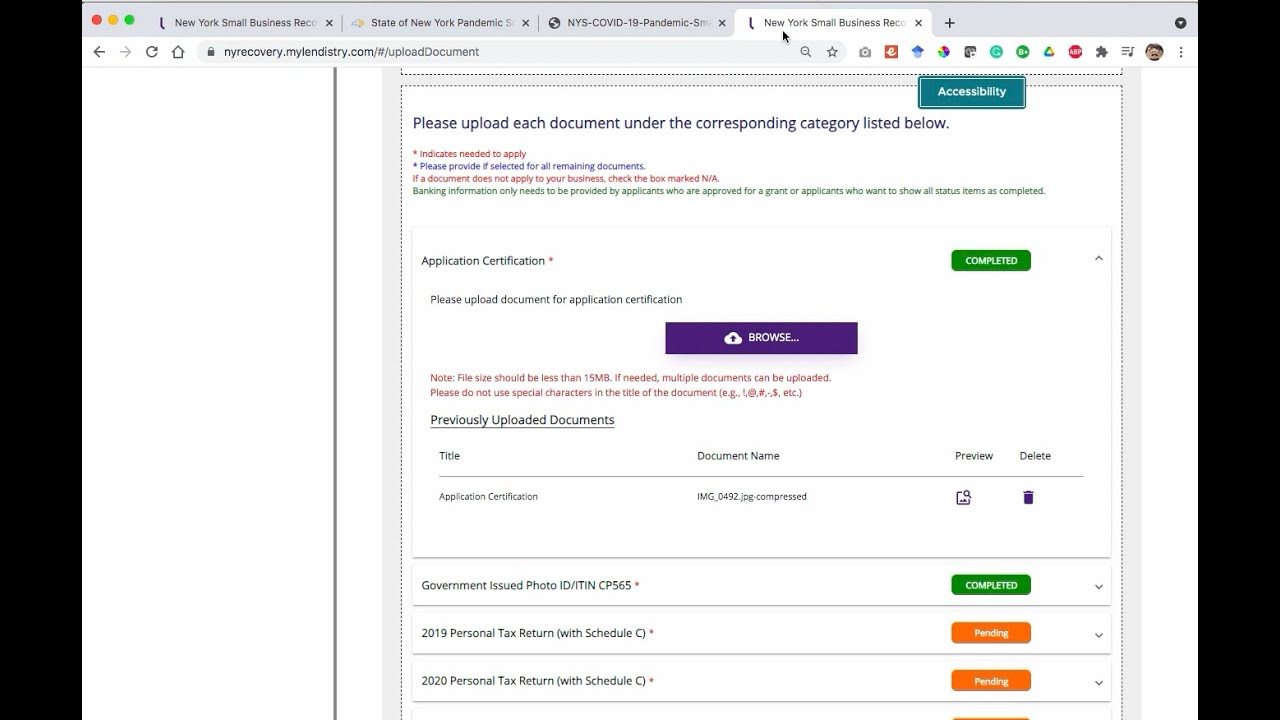 How to upload documents for the NYS Small Business Recovery Grant
