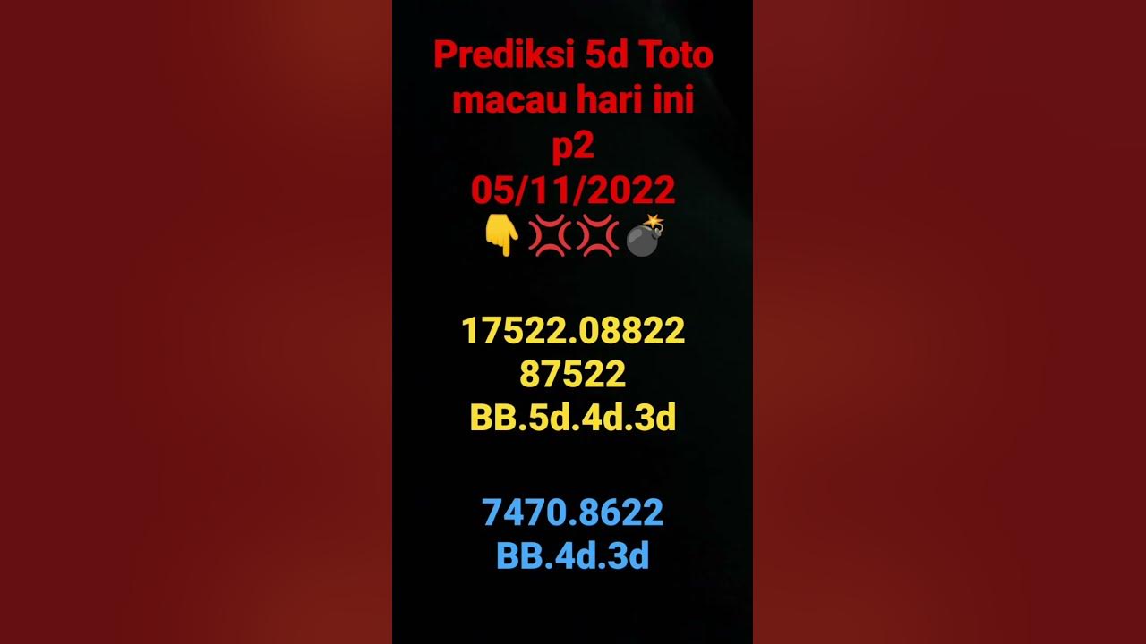 prediksi 5d Toto macau hari ini p2 YouTube