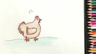 رسم دجاجه بطريقه سهله وبسيطه /Learn How to draw a Hen#draw_Hen#رسم_دجاجه