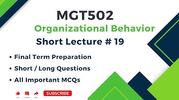 MGT502 short lecture 19 | mgt502 lec 19 | mgt502 final term preparation | mgt502 short lectures