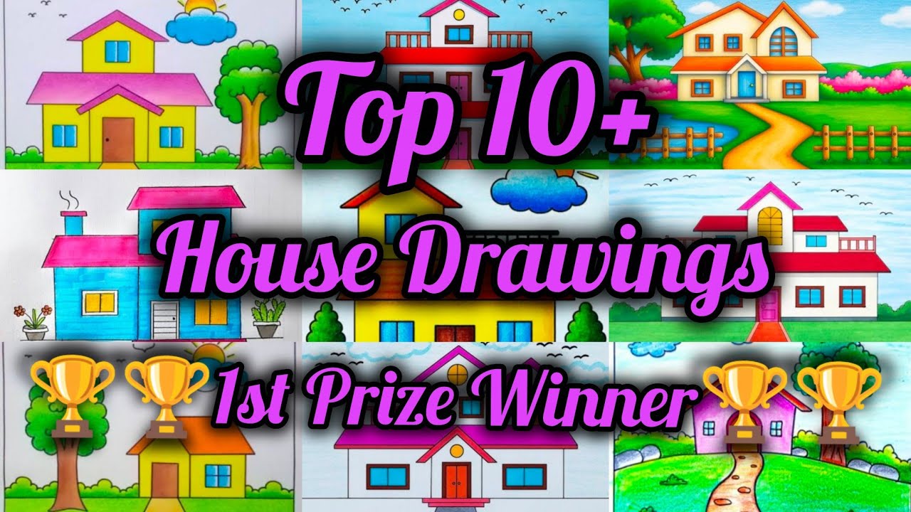 House Drawing Ideas/House Drawing Easy/How to Draw a House/Beautiful House Scenery/Ghar ka Chitra