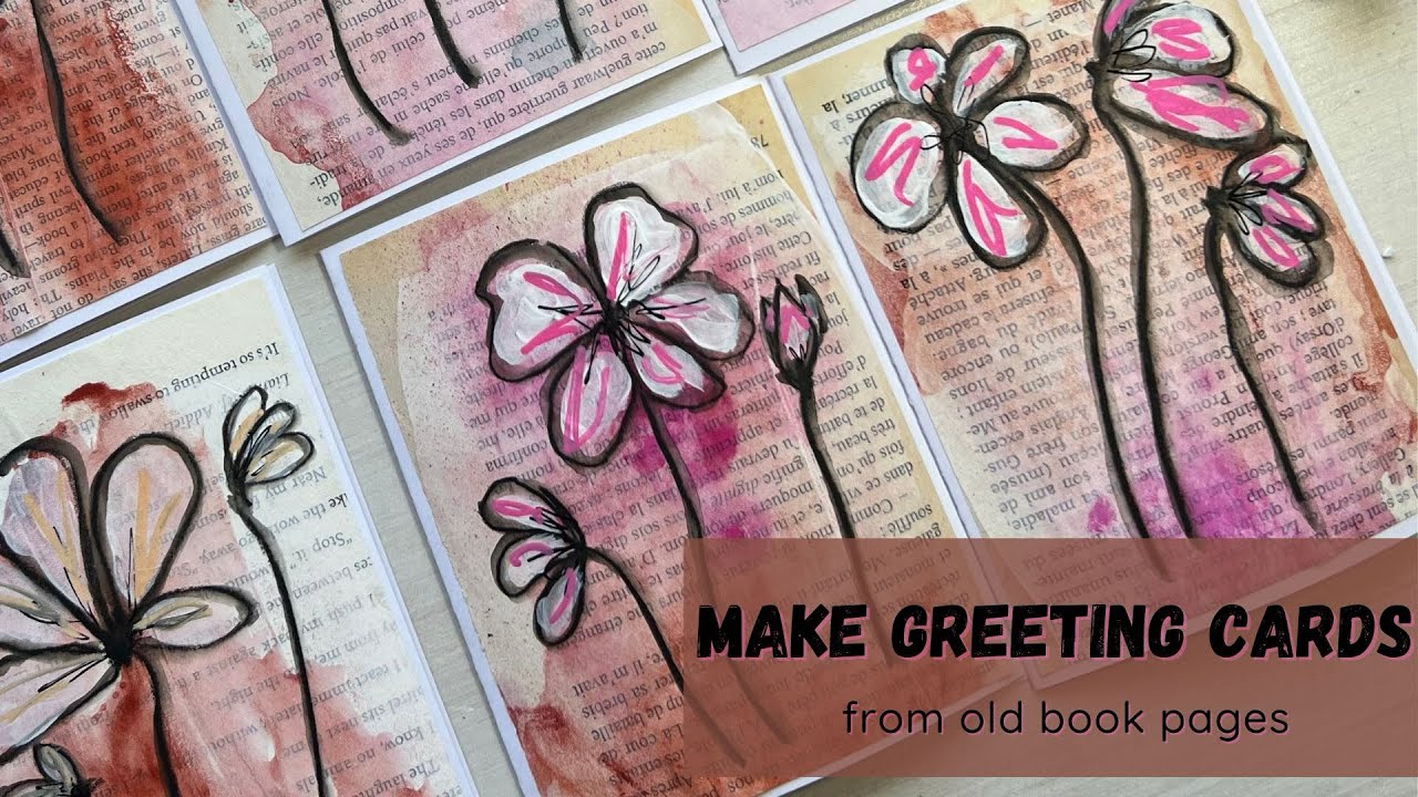 Make greeting cards using old book pages