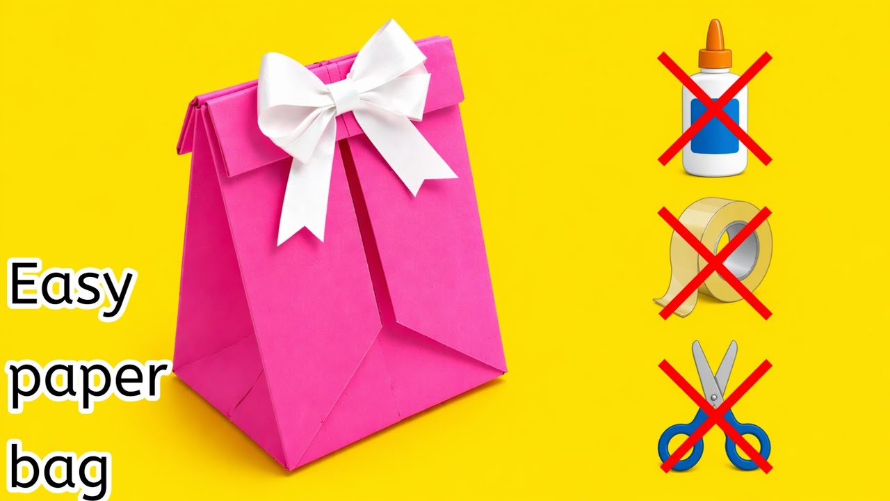 Origami paper box|How to make paper bag without glue|No glue paper ...