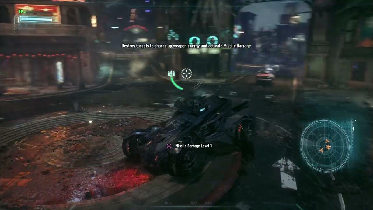 Testing Batmobile Machine Gun BATMAN ARKHAM KNIGHT YouTube