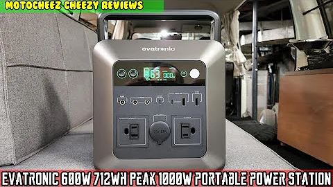 EVATRONIC 600W 712Wh Peak 1000W Portable Power Station Battery Pack 110V AC Camping, RV, Emergency