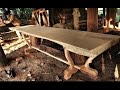 Walnut slab table and white oak dining table design