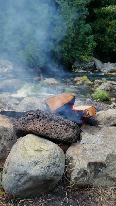 Campfire on river bank in Chile #naturesounds #relaxationsounds #