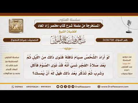 [3436/798] هل يصح صوم النافلة لمن أكل أو شرب بعد الفجر؟