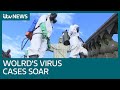 World sees largest increase in coronavirus cases in 24 hours  itv news