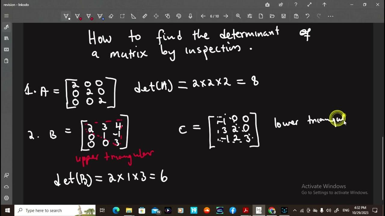 How to find the determinant of a matrix by inspection - YouTube