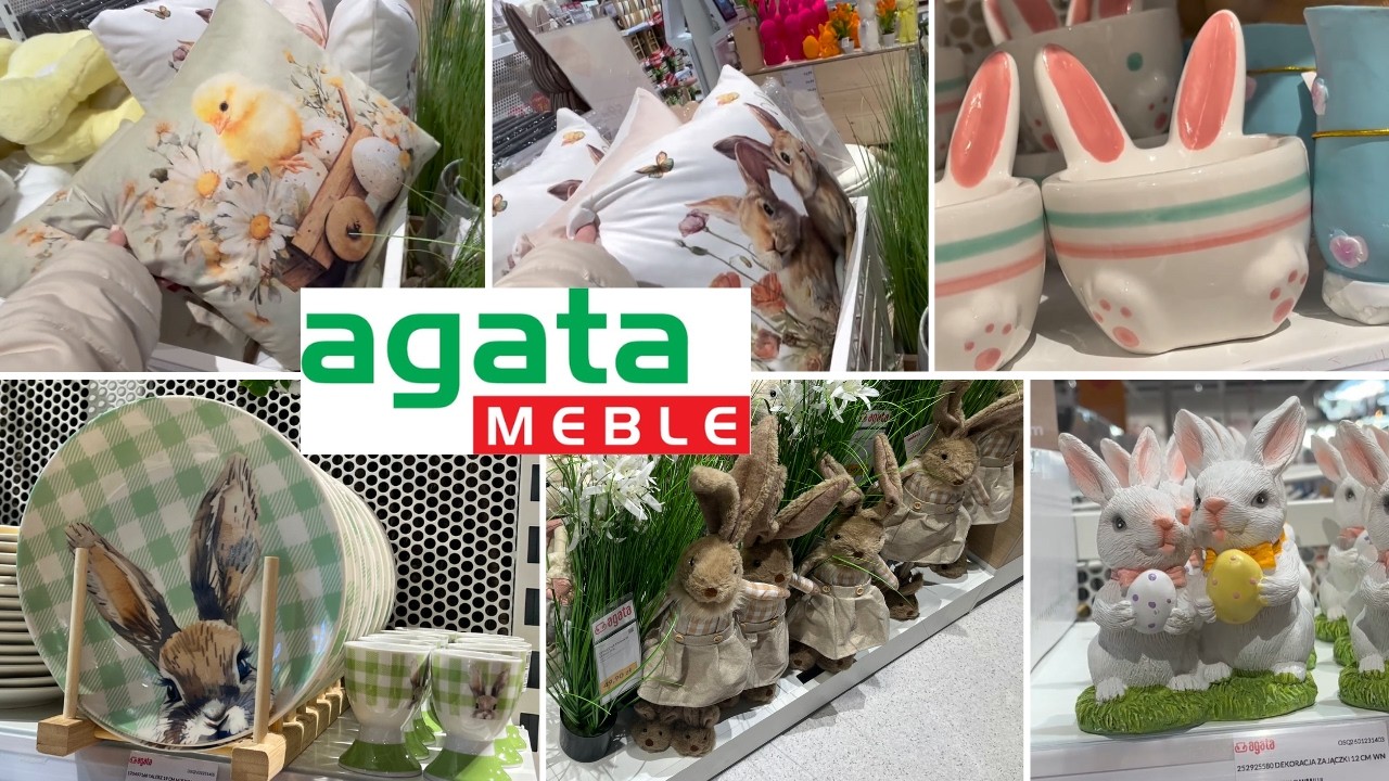 Обзор полок в Agata Meble / Симпатичные пасхальные подушки / Тарелки с рисунком кролика