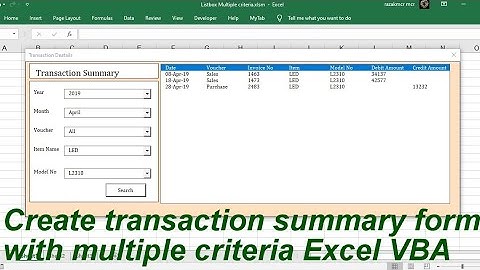 Create Tranasction Summary Details Excel VBA