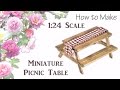 Miniature Picnic Table Tutorial | Dollhouse | How to Make 1:24 Scale DIY Miniature Picnic Table Tutorial | Dollhouse | How to Make 1:24 Scale DIY