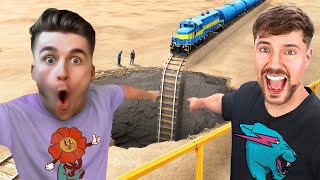 MrBeast's Most Chaotic Video | Train Vs Giant Pit