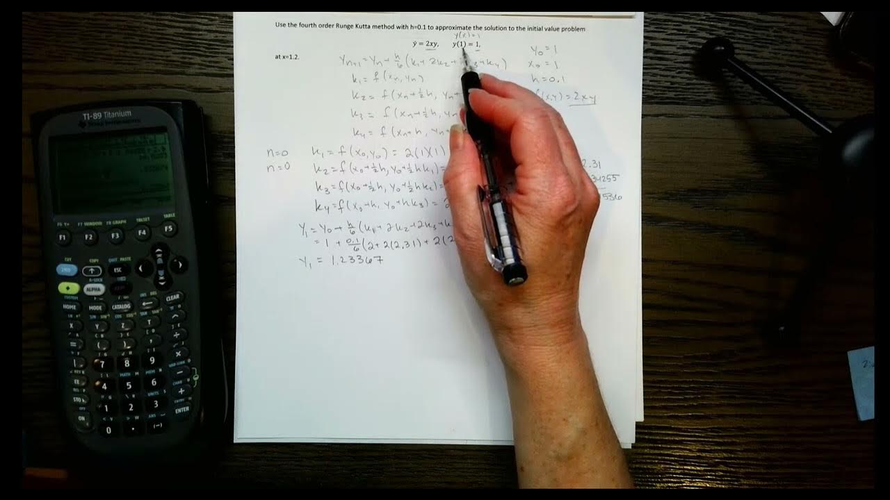 Fourth order runge kutta example with first order initial value problem