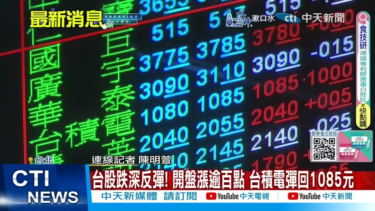 【每日必看】台股跌深反彈! 開盤漲逾百點 台積電彈回1085元 20250114