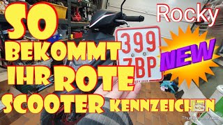 So bekommt man Rote Roller Kennzeichen für Scooter Mofa Versicherung VersicherungsKennzeichen