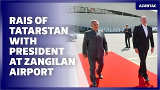 Rais of Tatarstan together with  Ilham Aliyev headed to Baku from Zangilan International Airport Resimi