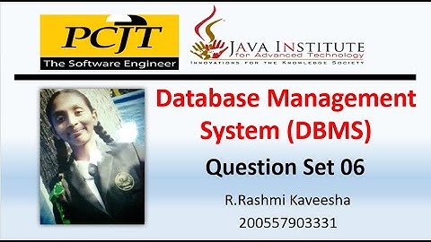 Java Institute || Database Management System(DBMS) || Question Set 06