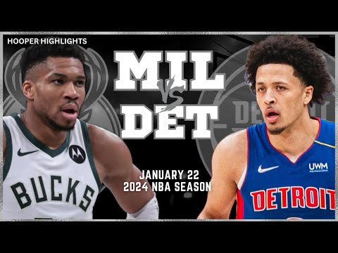 Milwaukee Bucks vs Detroit Pistons Full Game Highlights | Jan 22 | 2024 NBA Season