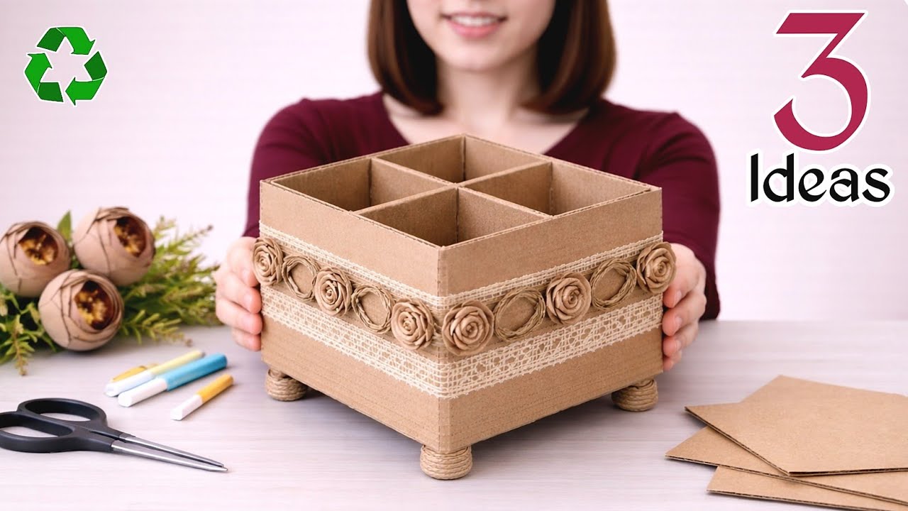 3 CREATIVE Cardboard Ideas ! From Waste to Useful! ♻️ - YouTube