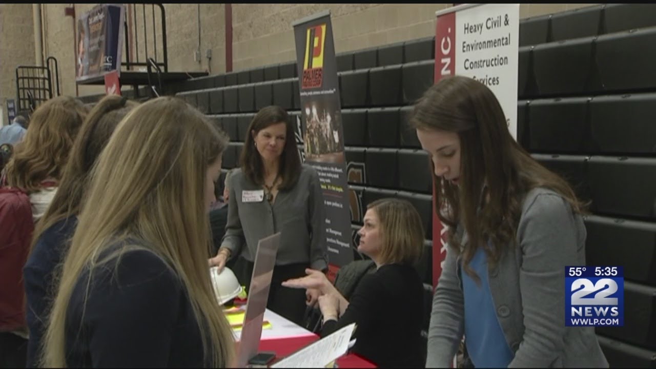 Young women in vocational schools learn about careers in the construction industry