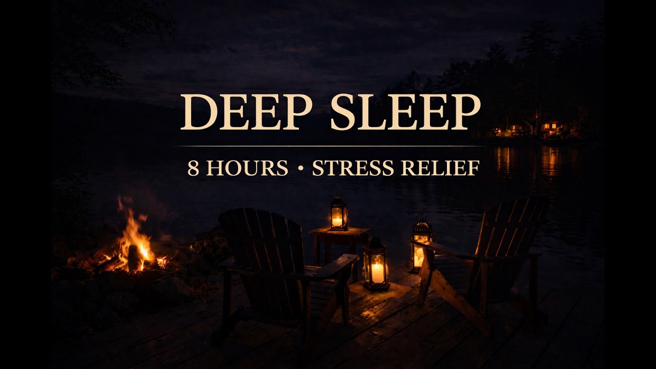 Rain and Fireplace Crackling l 8 Hours l Deep Sleep in a Dark Room l Cozy Ambience for Stress Relief