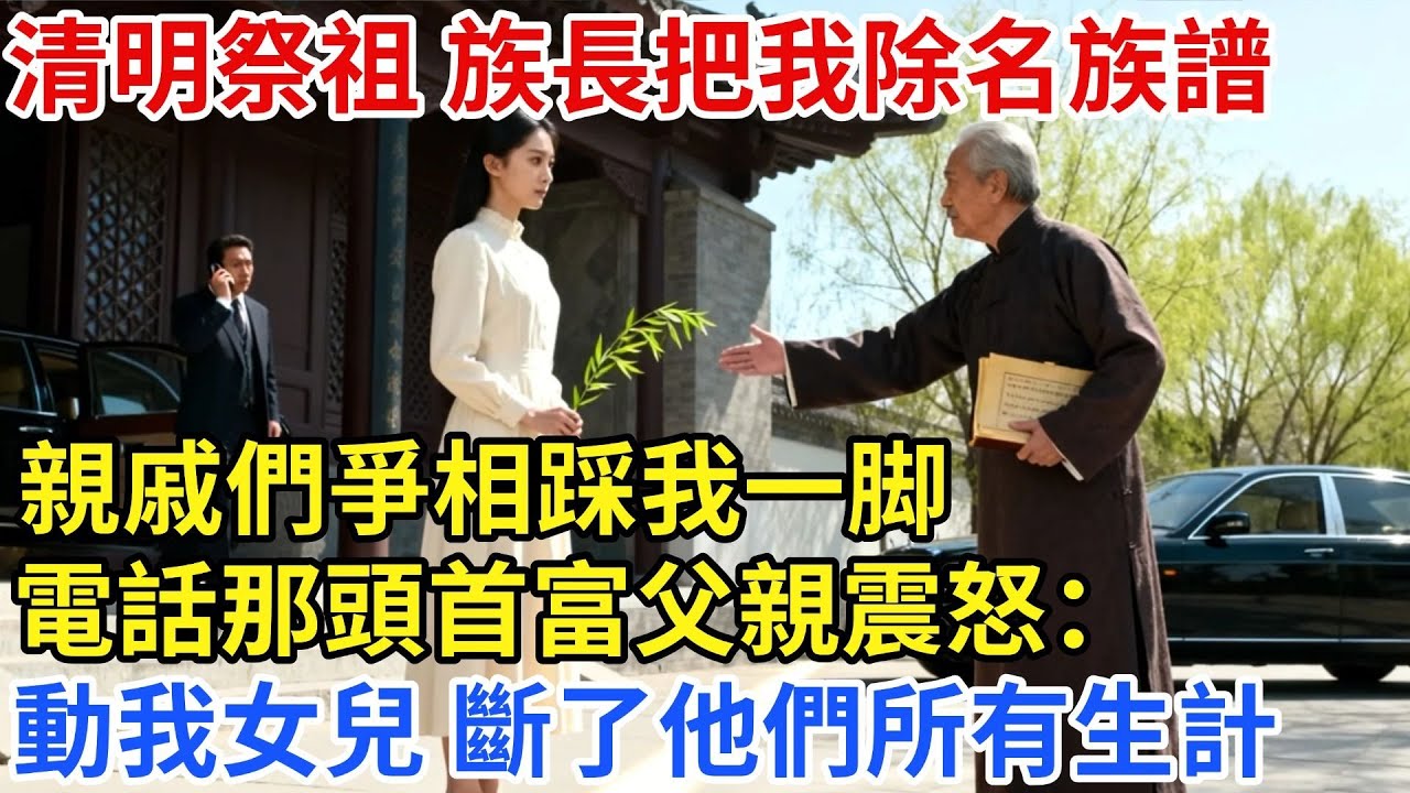 清明祭祖大典，族長把我除名族譜：嫁出去的女兒潑出去的水，別沾了祖先靈氣。親戚們爭相踩我一腳，電話那頭首富父親震怒：動我女兒？斷了他們生計#【家和錦囊】#婚姻家庭#婚後生活#婆媳矛盾#拒絕內耗#婆媳關