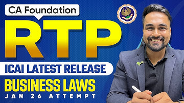 CA Foundation Business Laws RTP For Jan 2026 | ICAI | CA CS Shantam Gupta