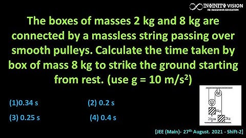 The boxes of masses 2 kg and 8 kg are connected: Block & Pulley System [JEE (Main)- 27th August.21]