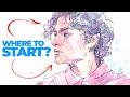 EASY way to start a line & wash WATERCOLOR PORTRAIT
