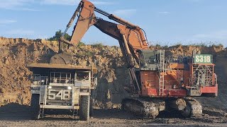 Big Excavators Hitachi EX3600 Loading Caterpillar 785B