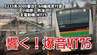 【響く爆音MT75】E233系3000番台E-64編成走行音 小田原~熱海