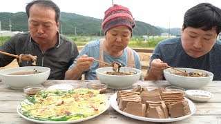 The whole process of acorn jelly being made~! (&Green onion pancake) - Mukbang eating show