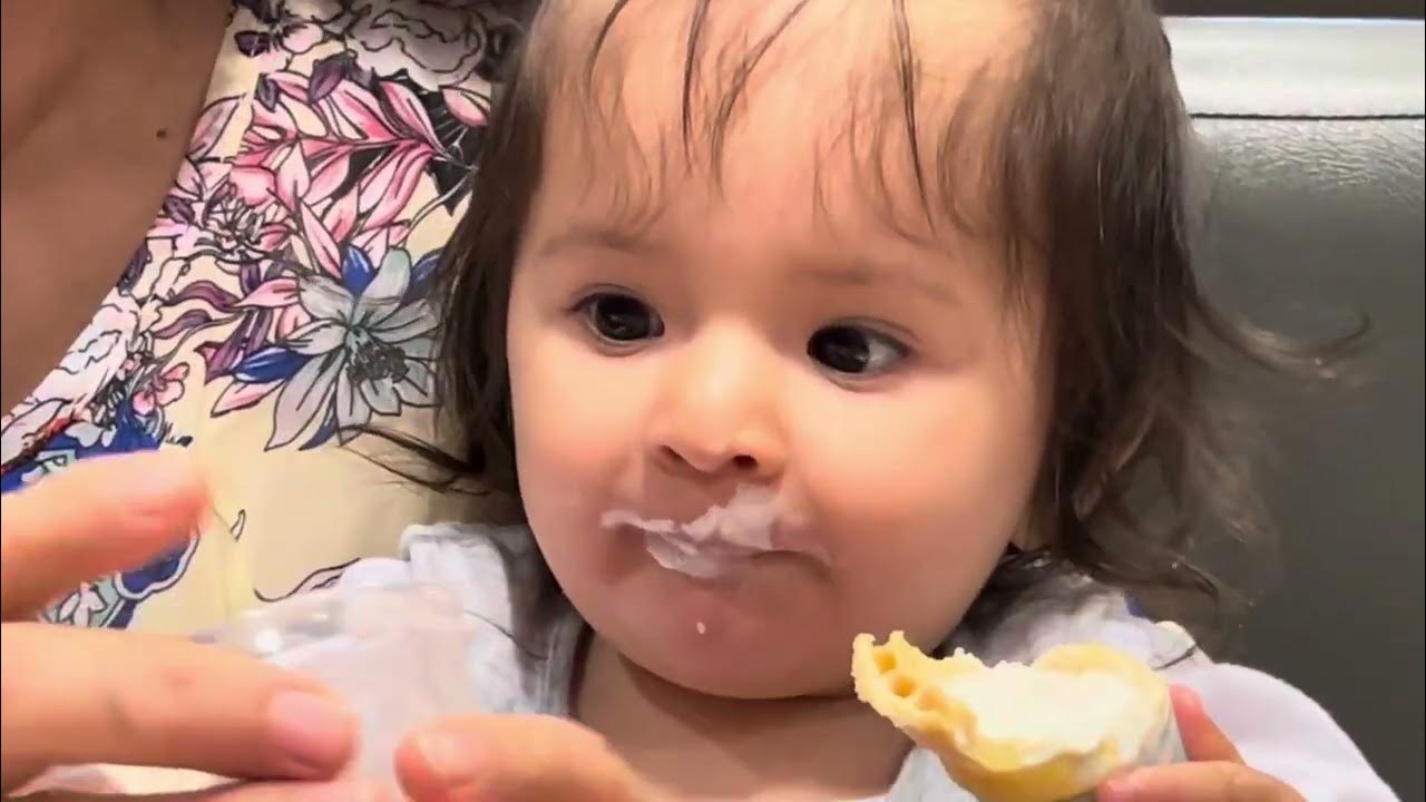 Baby Eat Ice Cream Like A Queen Wiping Her Face Every Time She Eat Ice baby-eat-ice-cream-like-a-queen-wiping-her-face-every-time-she-eat-ice