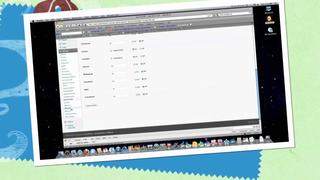 wordpress admin login Blog Plugins WPing FM and Social Profilr
