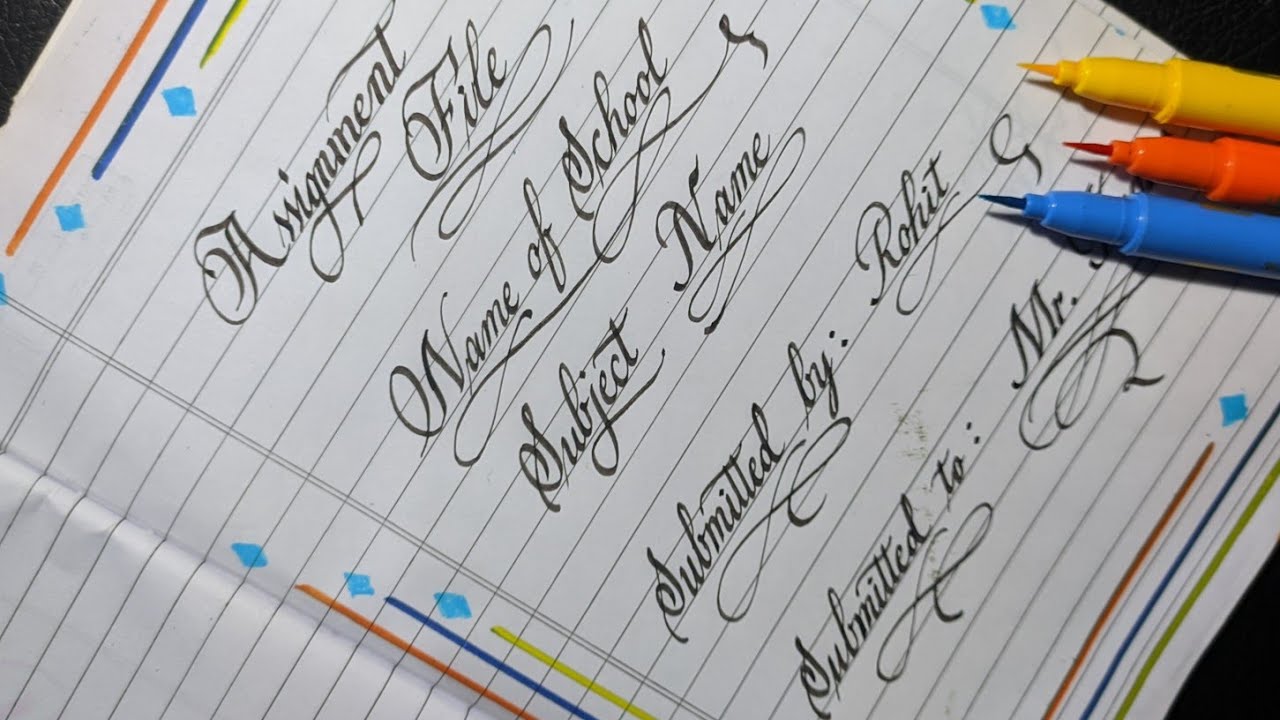 assignment writing in calligraphy