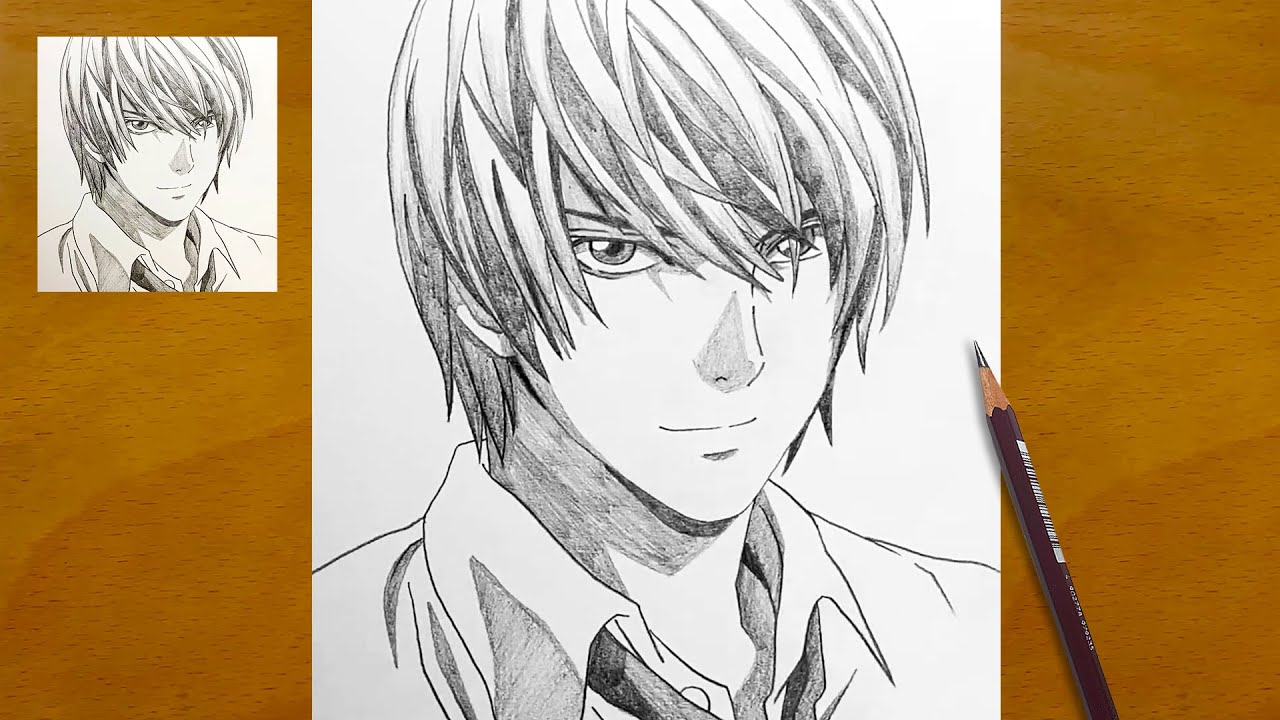 How to Draw Light Yagami from Death Note || Easy Anime Drawing || Step ...