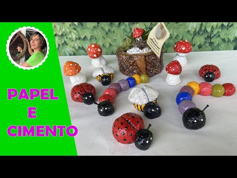DIY - Garden ornaments with cement paste and paper