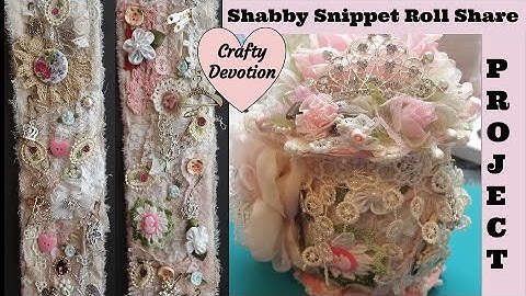 Pink Fabric Snippet Roll Project Share, Shabby Chic. vintage Victorian style