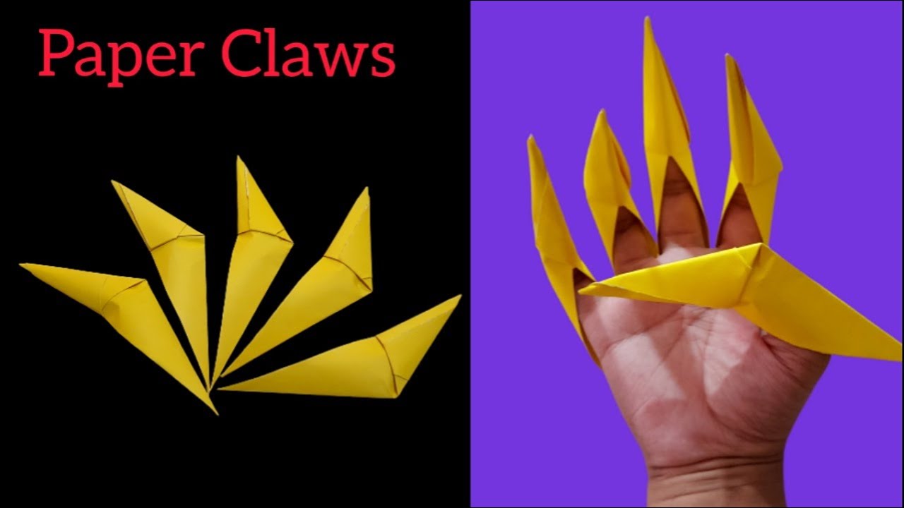 Paper Fangs Tutorial How to Make a Paper Claws | Paper Make Dragon Origami | Easy Finger ...
