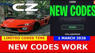 *NEW CODES* [FREE VEHICLES] Car Zone Racing &amp; Drifting ROBLOX | LIMITED CODES TIME | MARCH 1, 2026
