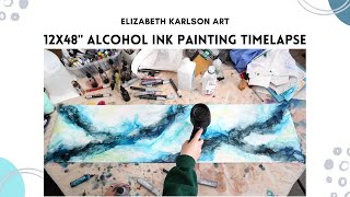 Painting a 12x48&quot; Alcohol Ink Flow Painting | Elizabeth Karlson Art