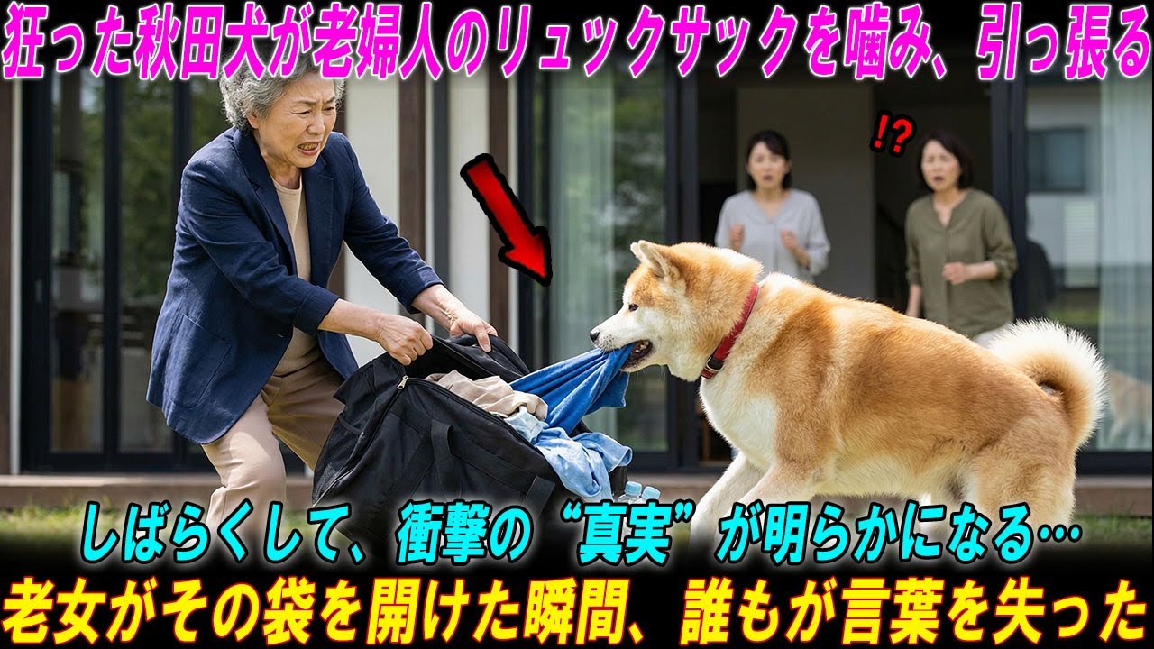 狂った秋田犬が老婦人のリュックサックを噛み、引っ張る…しばらくして、衝撃の“真実”が明らかになる…【奇跡の実話】 #海外の感動話  #秋田犬 #海外の反応  #海外の話